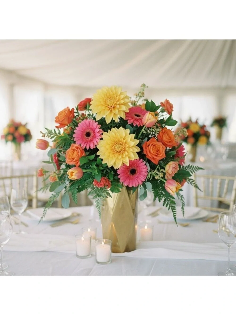 Yellow Dahlia Stem Faux Flower 24 Inch 5 Inch Bloom Bright Yellow Artificial